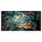 Designart - Symmetrical Blue Gold Fractal Flower - Abstract Print On Canvas